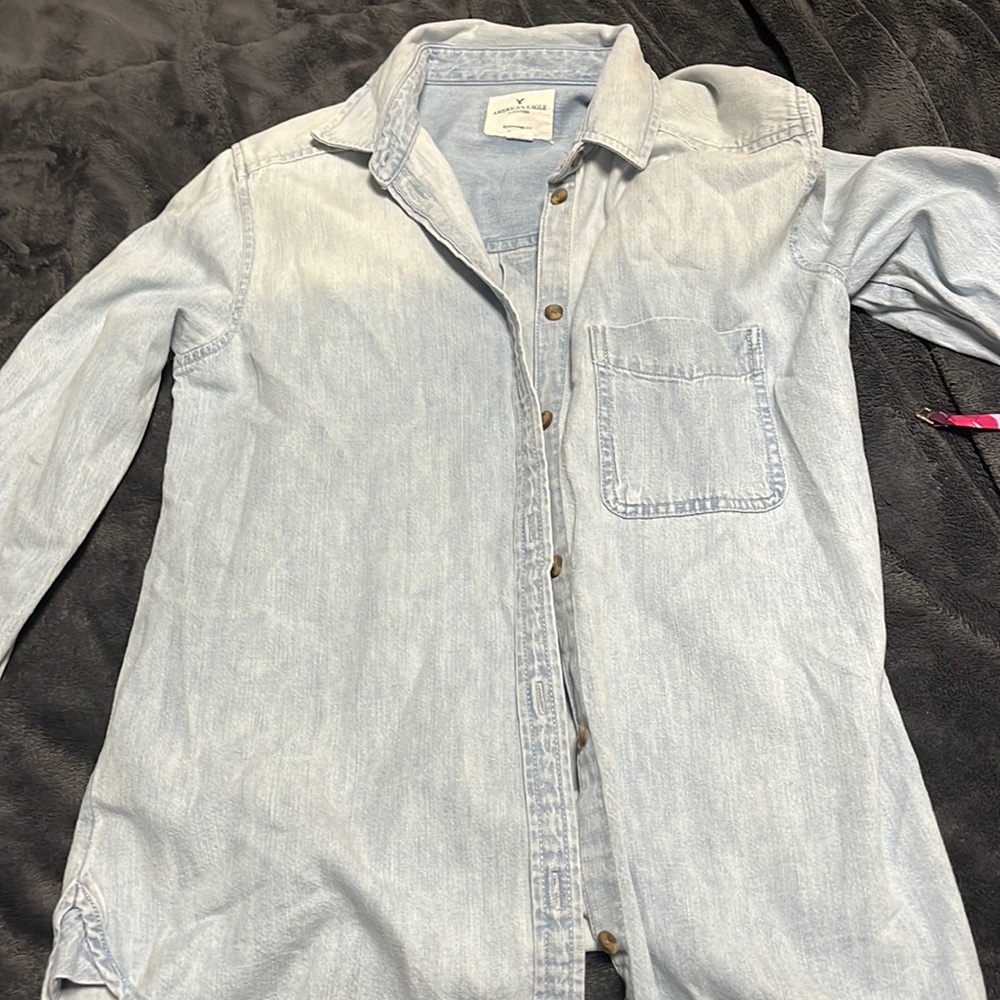 American eagle denim button up